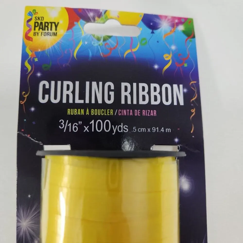 Lot of 5 Curling Ribbon Spools Rolls 3/16 in New Partial Pink Blue Yellow White